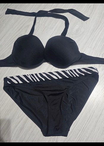 40 42 beden bikini takımı Zebra Desenli Siyah Mini Bikini