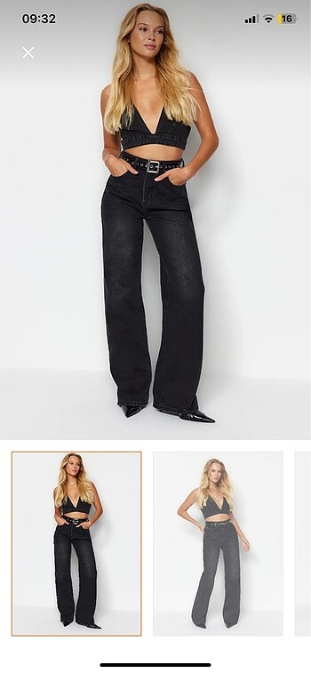 Siyah yüksek bel Wide leg