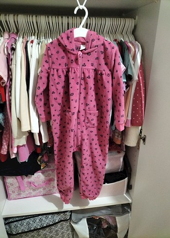 Kapüşonlu Fermuarlı Pembe Bebek Tulum