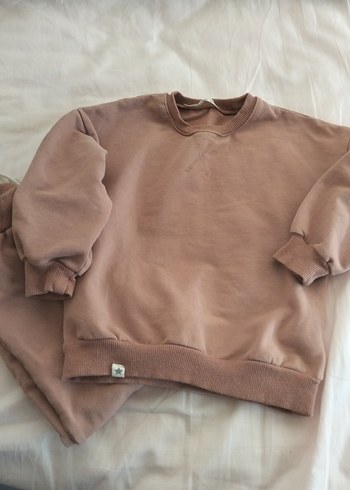Kız Çocuk Pastel Kahverengi Sweatshirt ve Eşofman - Görsel 8