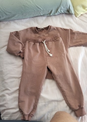 Kız Çocuk Pastel Kahverengi Sweatshirt ve Eşofman - Görsel 3