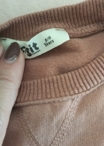 Kız Çocuk Pastel Kahverengi Sweatshirt ve Eşofman - Görsel 2