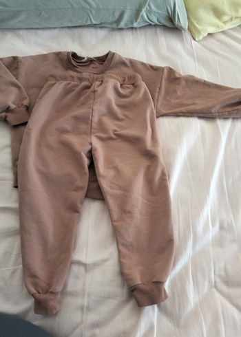Kız Çocuk Pastel Kahverengi Sweatshirt ve Eşofman - Görsel 4