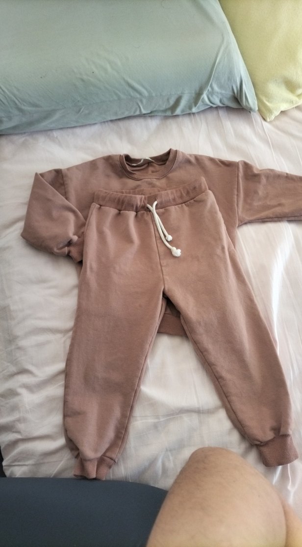 Kız Çocuk Pastel Kahverengi Sweatshirt ve Eşofman - Görsel 3