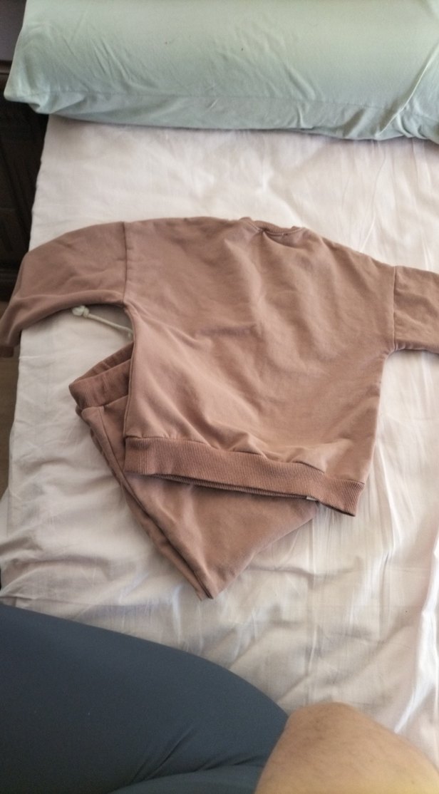 Kız Çocuk Pastel Kahverengi Sweatshirt ve Eşofman - Görsel 5