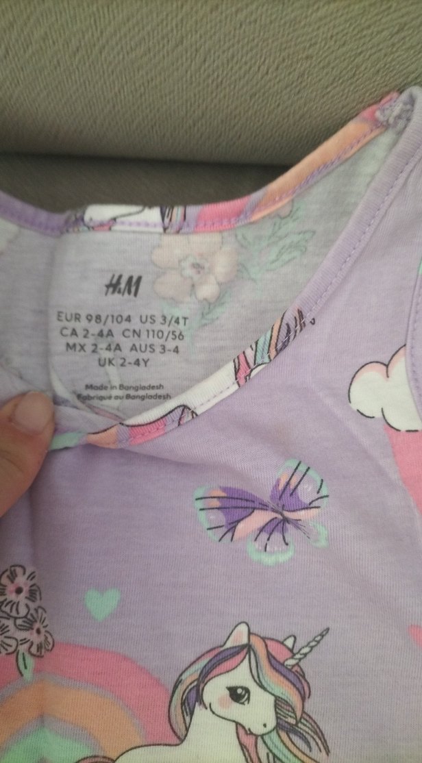 Mor Unicorn Baskılı Kolsuz Kız Elbisesi - Görsel 3