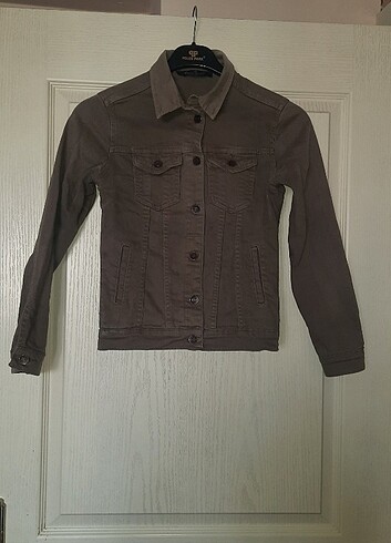 Haki denim jean ceket mont