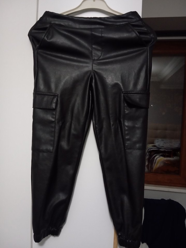 Siyah Deri Kemerli Rahat Kesim kız cocuk Pantolon - Görsel 2