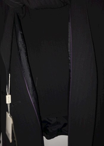 Siyah Kadın Kemerli Midi Blazer takım elbise - Görsel 4