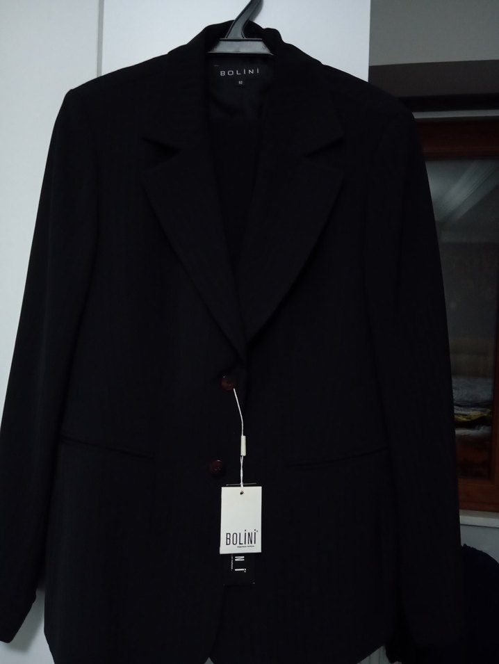 Siyah Kadın Kemerli Midi Blazer takım elbise - Görsel 2