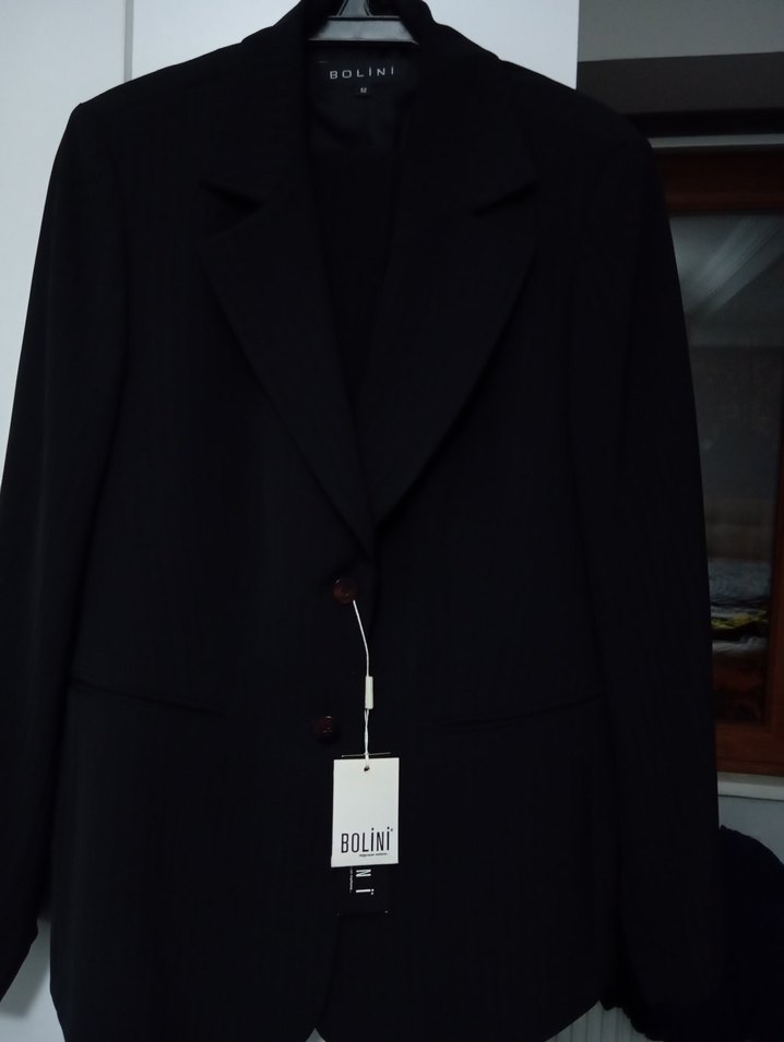 Siyah Kadın Kemerli Midi Blazer takım elbise - Görsel 3