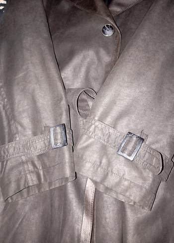 Kadın Siyah Deri Kemerli Uzun Trençkot - Görsel 7