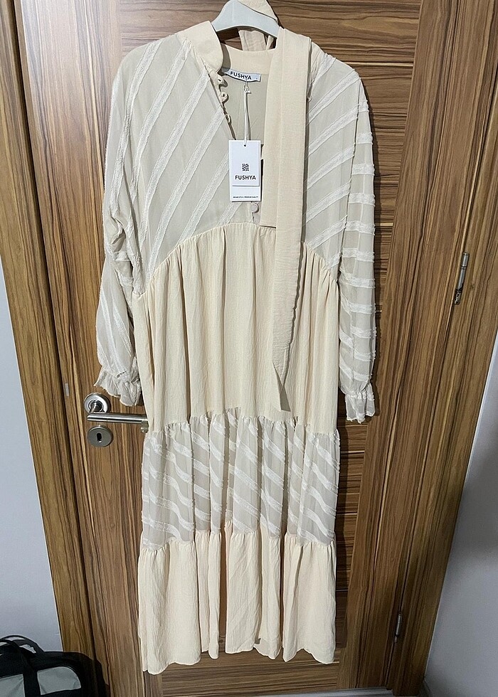 Krem elbise - Görsel 2