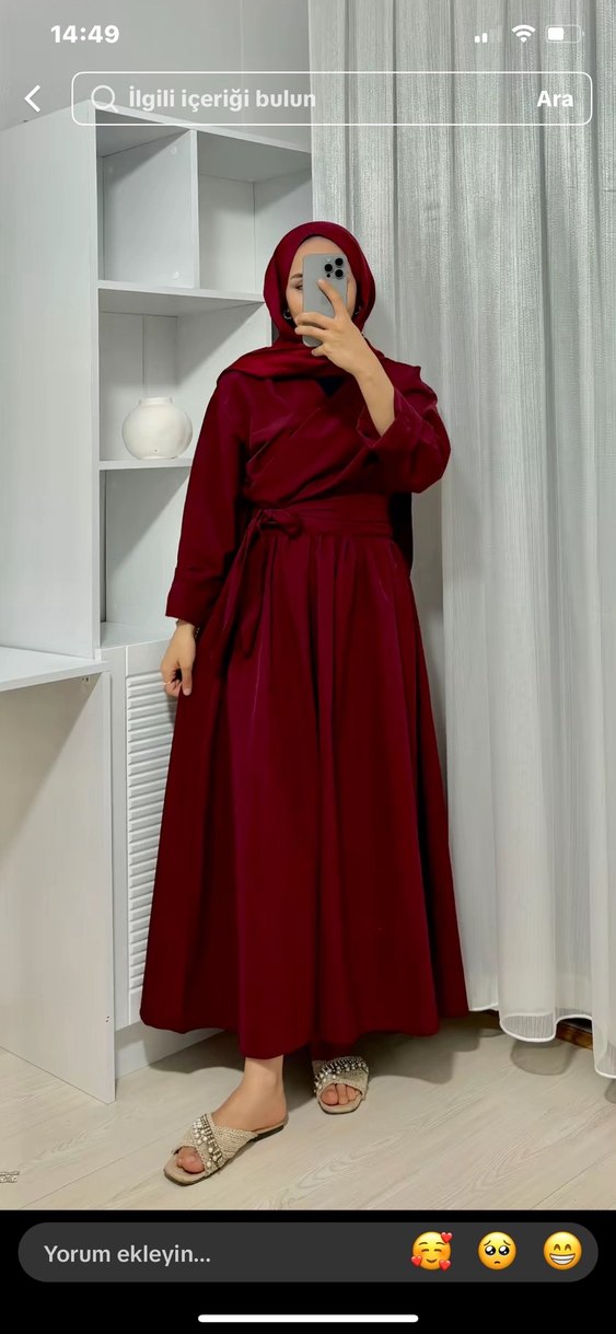 Bordo Uzun etekli takım - Görsel 2