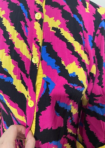 Renkli Düğmeli Uzun Kadın Elbise - Görsel 5