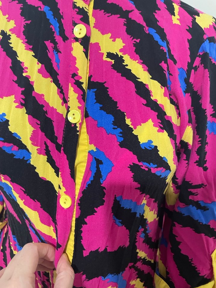 Renkli Düğmeli Uzun Kadın Elbise - Görsel 5