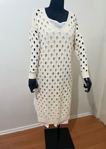 Uzun V Yaka Örgü Kadın ikili elbise - Görsel 6