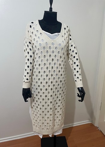 Uzun V Yaka Örgü Kadın ikili elbise - Görsel 2