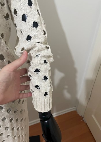 Uzun V Yaka Örgü Kadın ikili elbise - Görsel 4