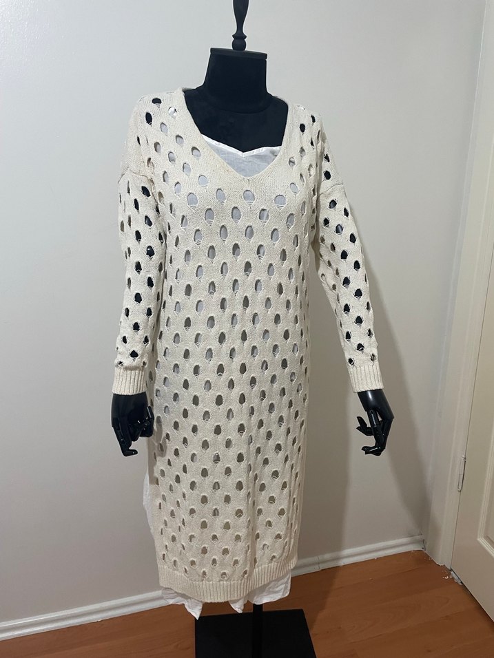 Uzun V Yaka Örgü Kadın ikili elbise - Görsel 2