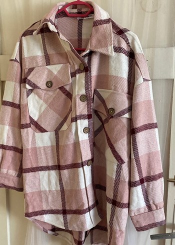 Pembe Ekose Düğmeli Kadın Gömlek - Görsel 3