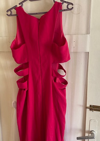 Pembe Drapeli Uzun Abiye Elbise - Görsel 4