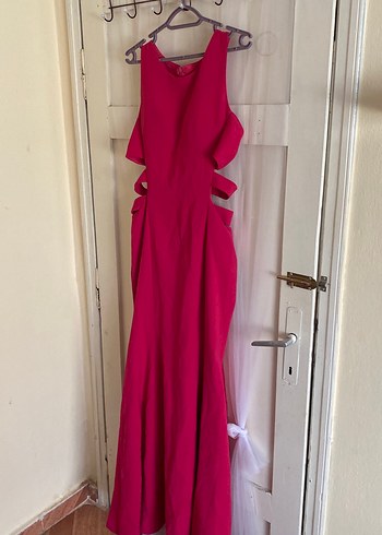 Pembe Drapeli Uzun Abiye Elbise - Görsel 2