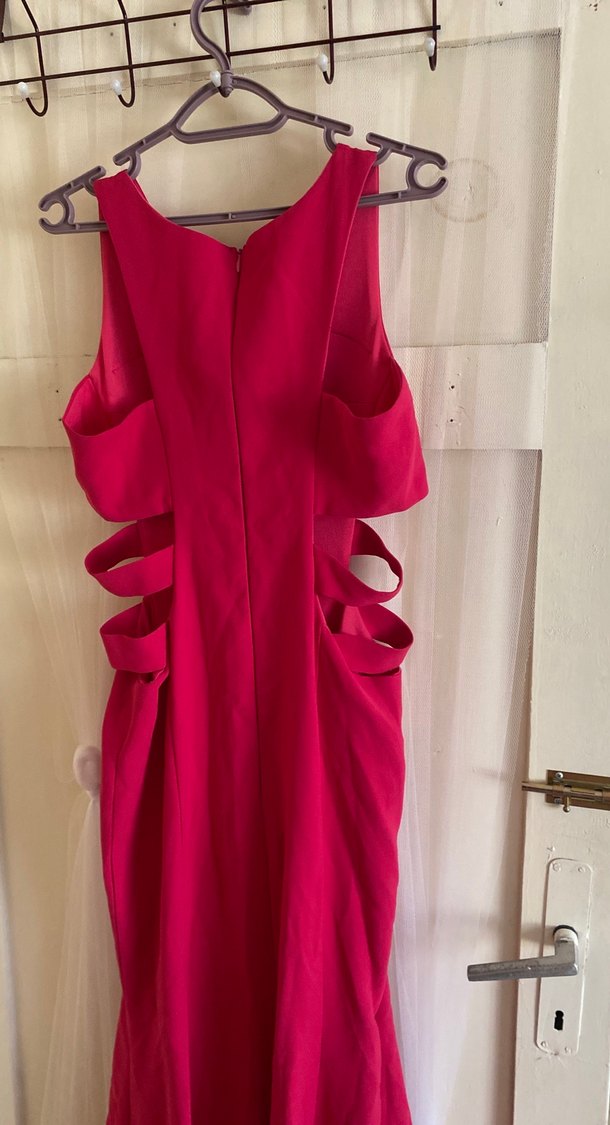 Pembe Drapeli Uzun Abiye Elbise - Görsel 4