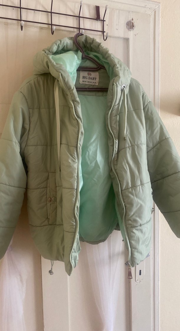 Kadın Pastel Renkli Fermuarlı Midi Mont - Görsel 4