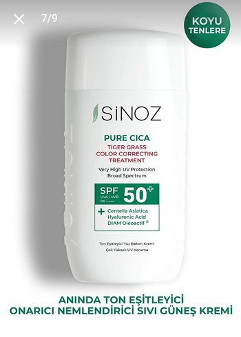SiNOZ Pure Cica SPF 50+ Koyu Tenlere Güneş Kremi