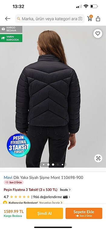 s Beden MAVİ Mevsimlik mont