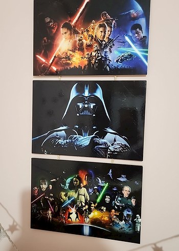 Star Wars Temalı 3 Parça Duvar Tablosu - Görsel 2