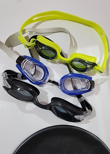 Renkli Mavi Biker Yüzme Gözlüğü ve Silikon Bone - Görsel 3