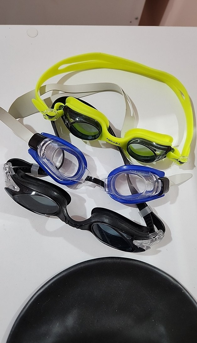 Renkli Mavi Biker Yüzme Gözlüğü ve Silikon Bone - Görsel 3