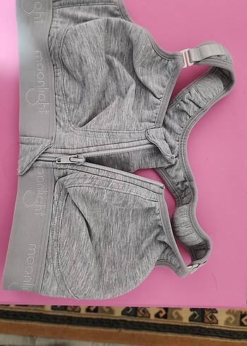 MOONLIGHT Bej ve gri  2 adet Fermuarlı Sporcu Sütyeni - Görsel 6