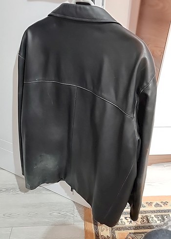 Sarar Siyah Deri Fermuarlı Erkek Ceket - Görsel 4