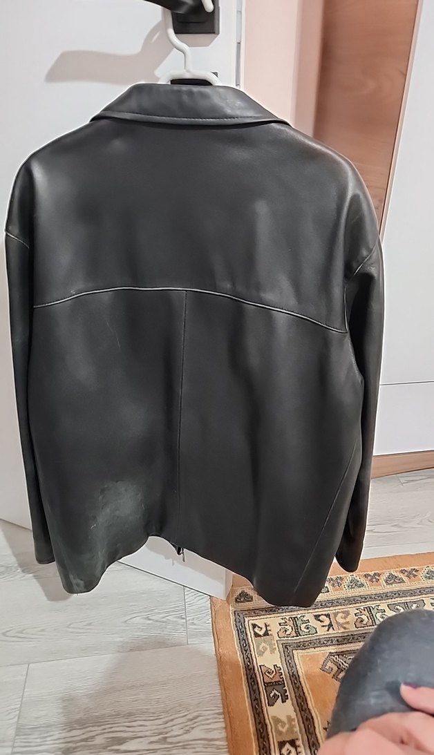 Sarar Siyah Deri Fermuarlı Erkek Ceket - Görsel 5