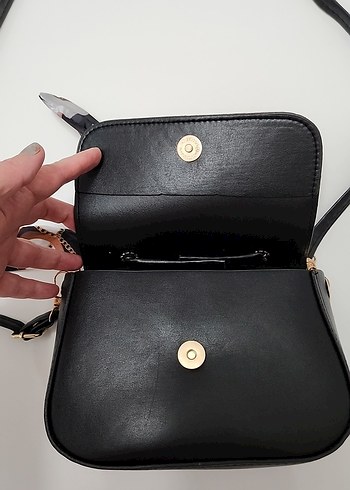 Kemerli Siyah Deri Kadın Çanta - Görsel 5
