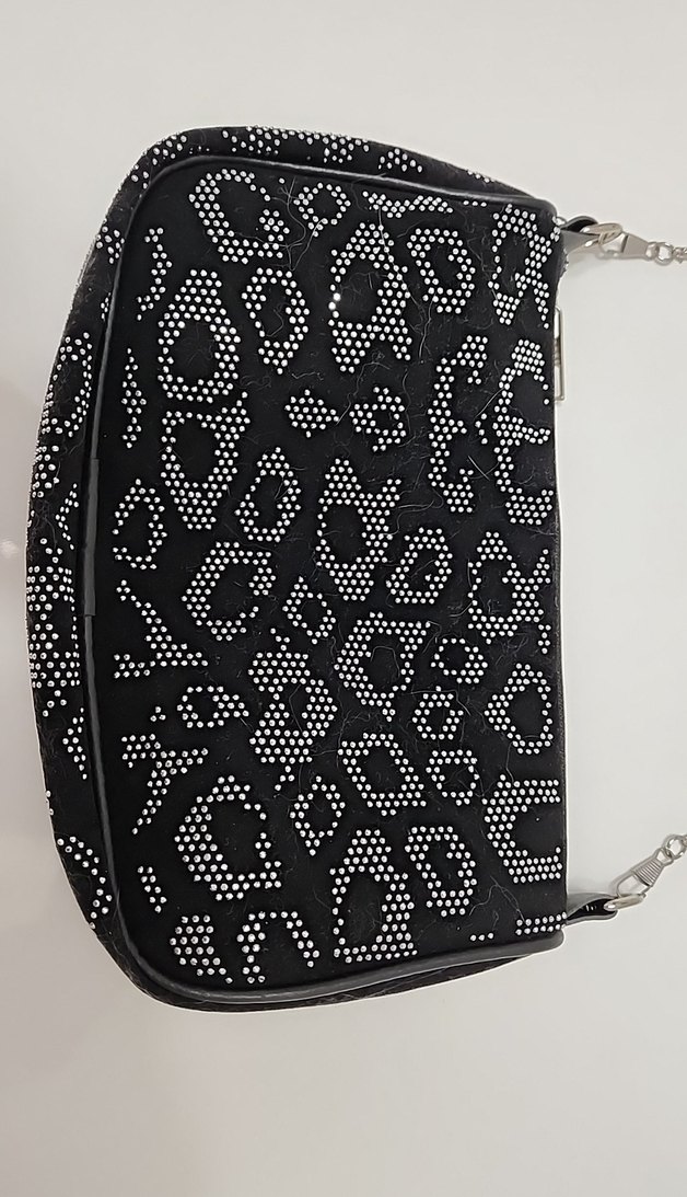 Zincir Detaylı Yılan Desenli Siyah Kadın Çanta - Görsel 2