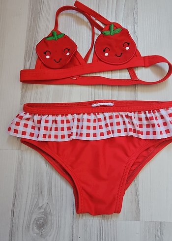 Nakışlı Kırmızı Kız Bikini Takımı