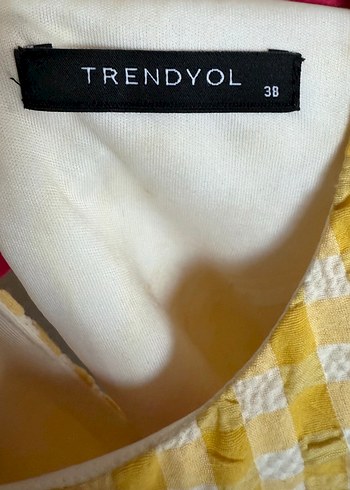 Trendyol & Milla Sarı Kareli Midi Bohem Elbise