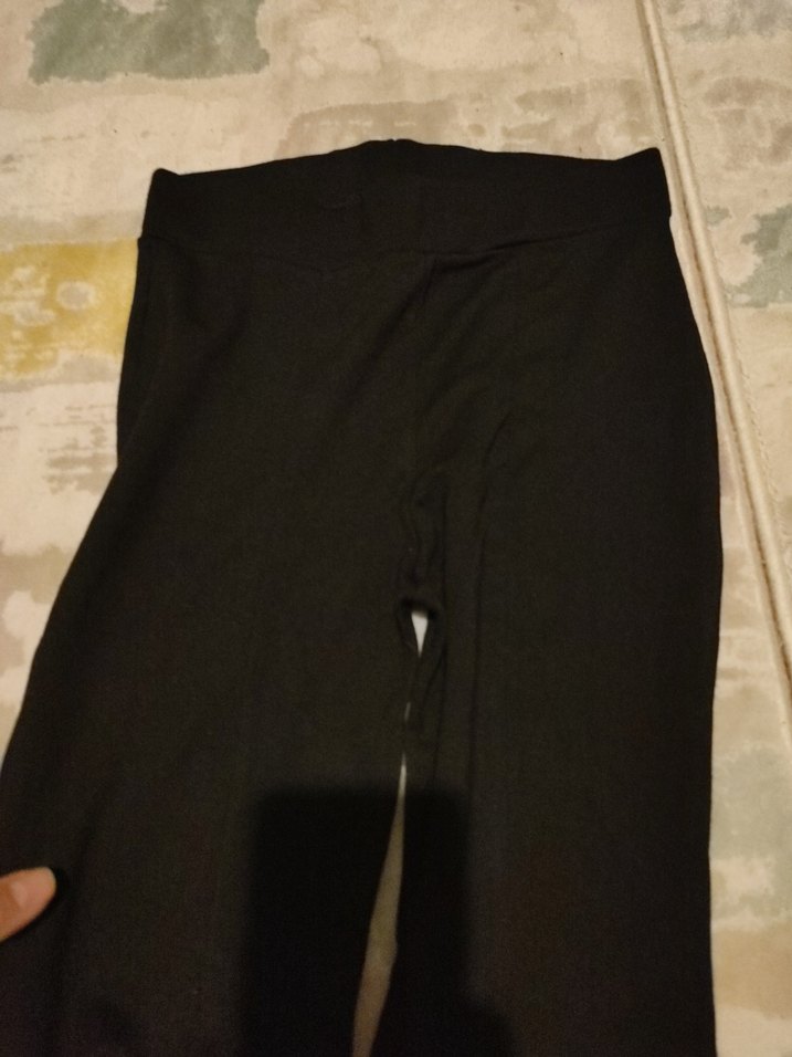 Siyah Kadın Piliseli Uzun İspanyol Paça Pantolon - Görsel 3