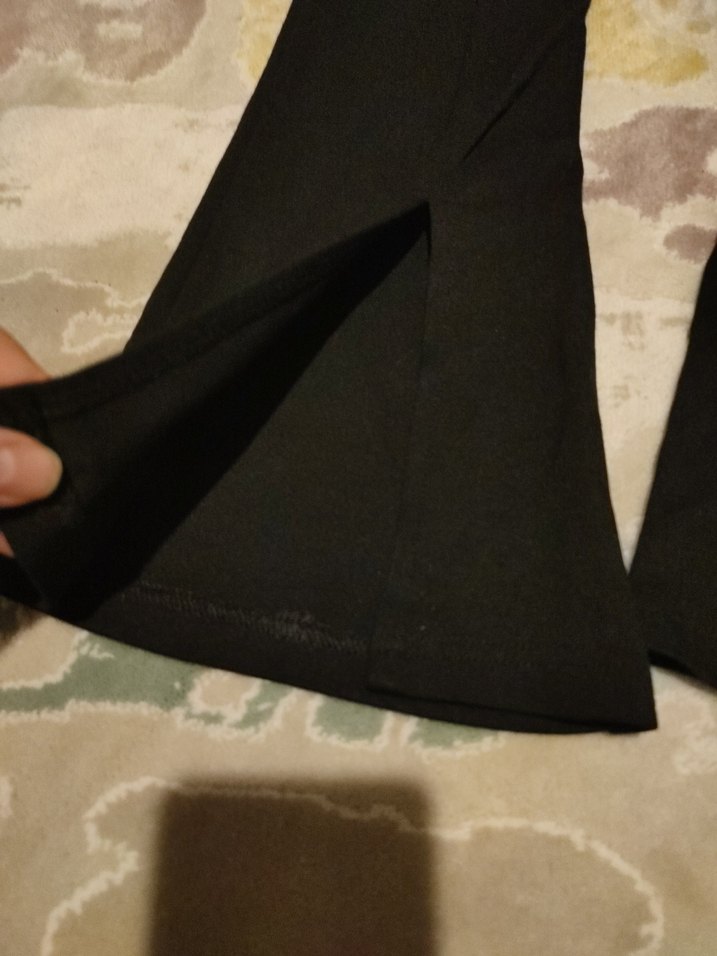 Siyah Kadın Piliseli Uzun İspanyol Paça Pantolon - Görsel 2