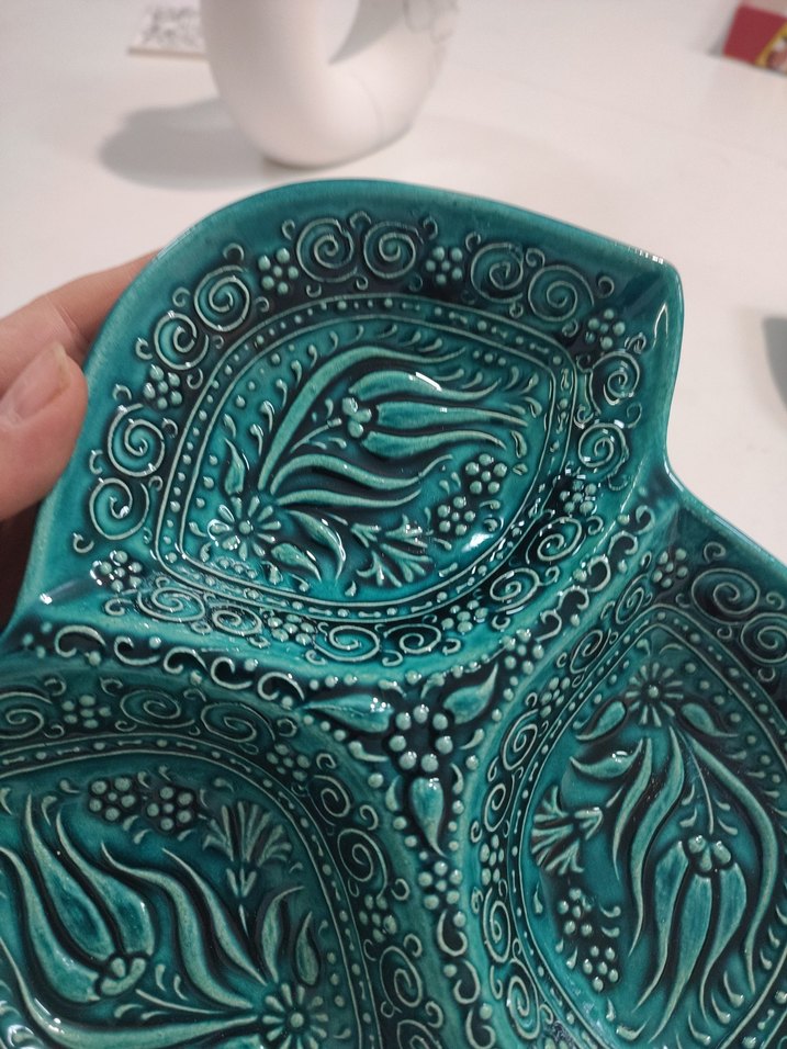 El İşçiliği Turkuaz Seramik Tabak - Görsel 2