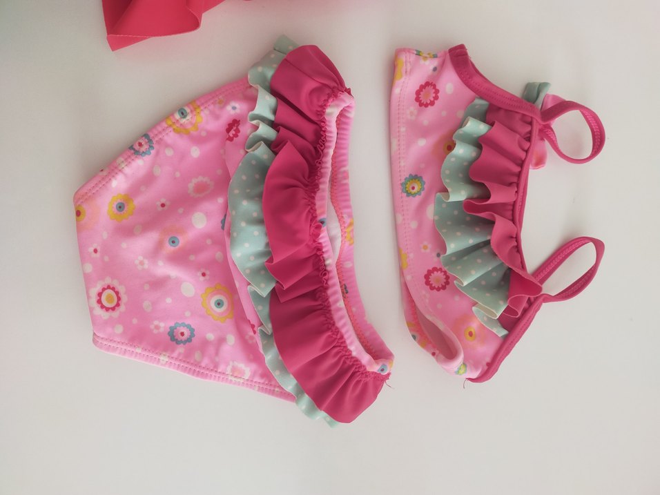 Çiçekli Pembe Kız Çocuk Bikini Takımı - Görsel 2