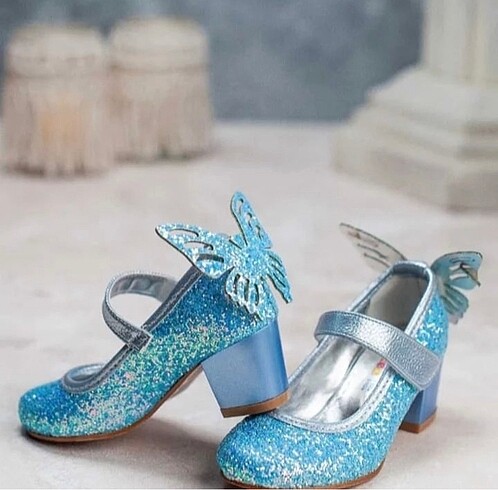Elsa mavisi kelebekli ayakkabı