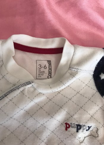 3 Ay Beden Gri Detaylı Beyaz Bebek Tulumu