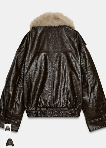 Zara viral kürk yakalı deri ceket - Görsel 3