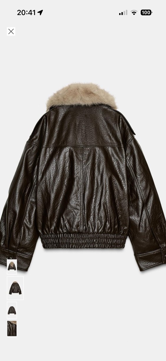 Zara viral kürk yakalı deri ceket - Görsel 3