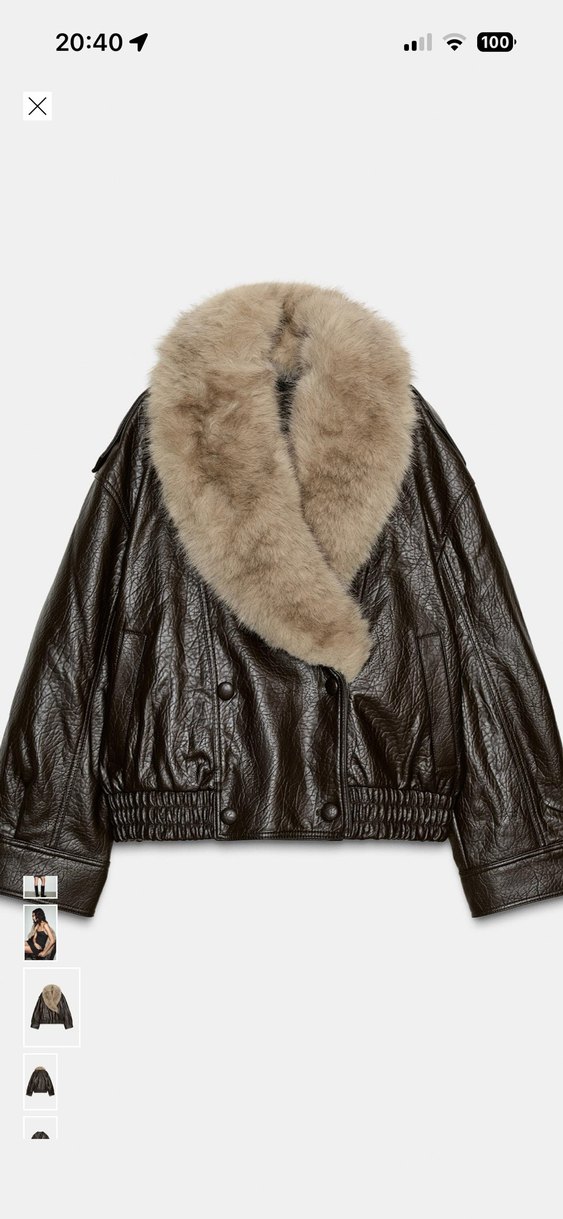 Zara viral kürk yakalı deri ceket - Görsel 2